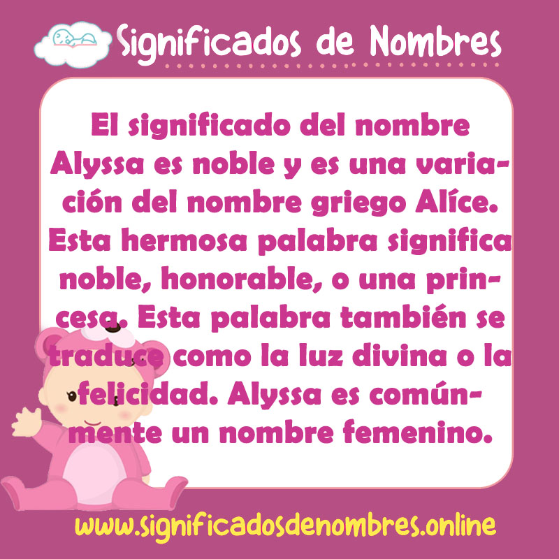 Significado y origen del nombre Alyssa
