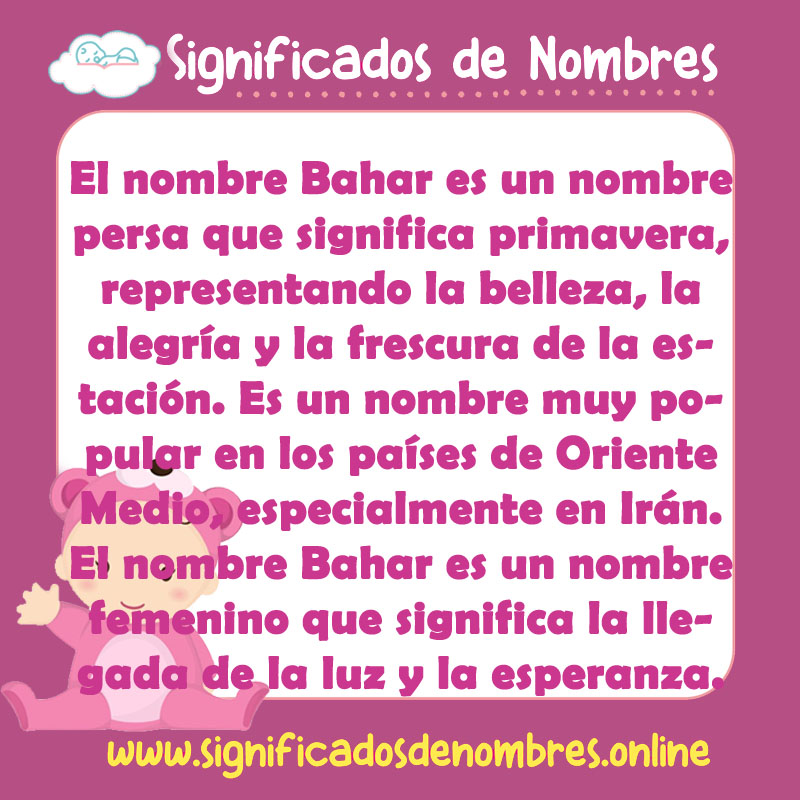 Significado y origen del nombre Bahar