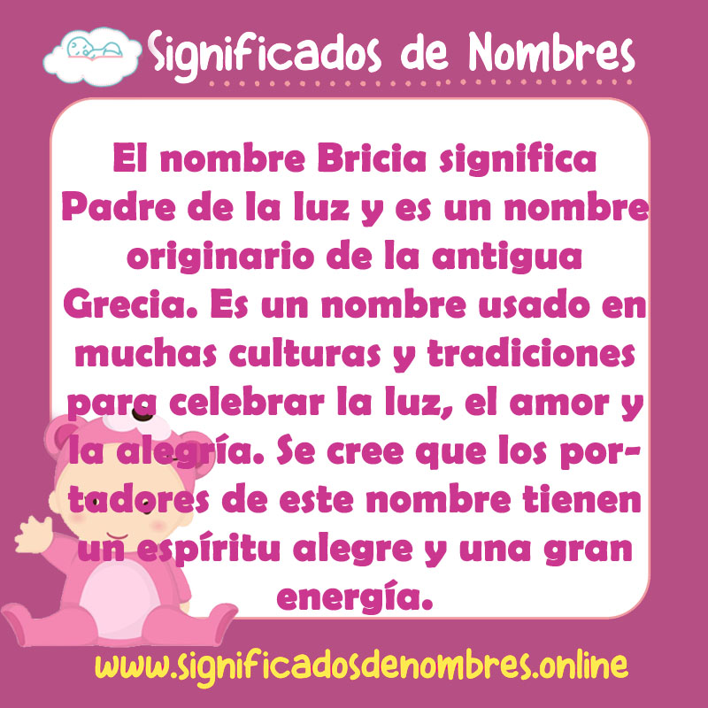 Significado y origen del nombre Bricia