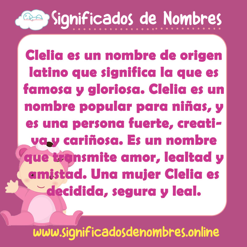 Significado y origen del nombre Clelia