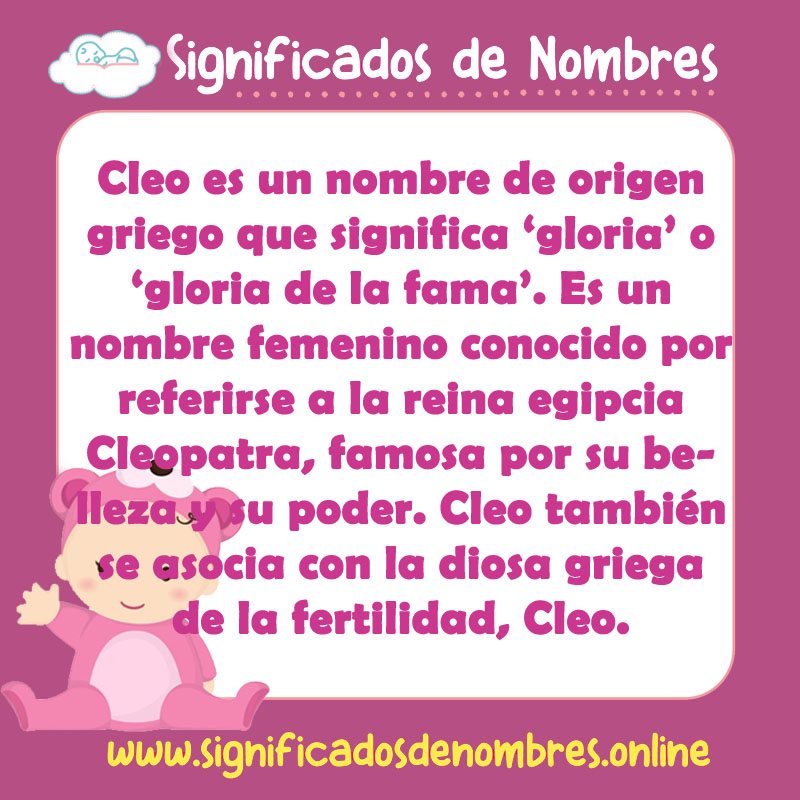 Significado y origen del nombre Cleo