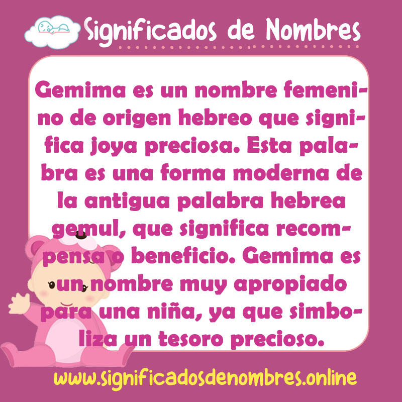 Significado y origen del nombre Gemima