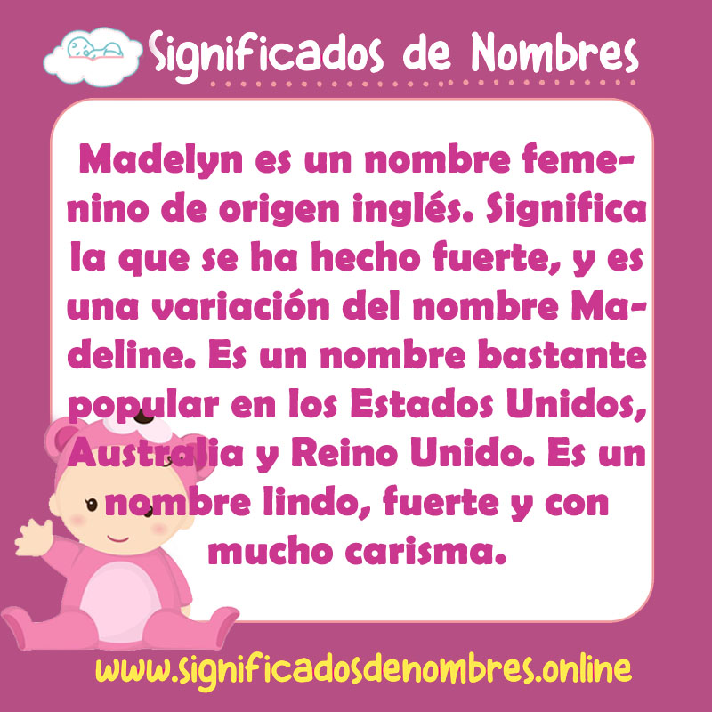 Significado y origen del nombre Madelyn