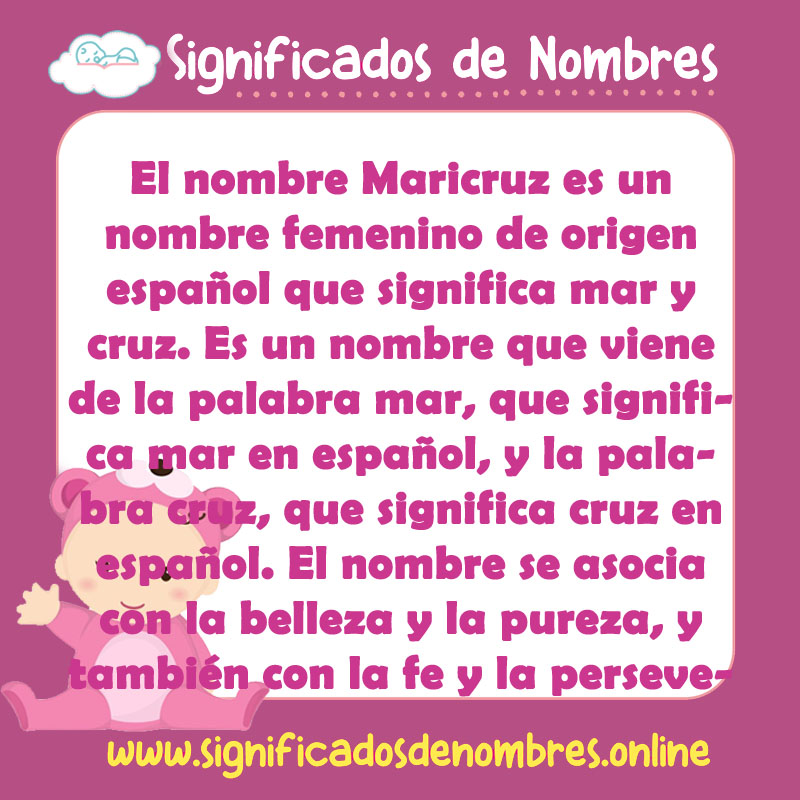 Significado y origen del nombre Maricruz