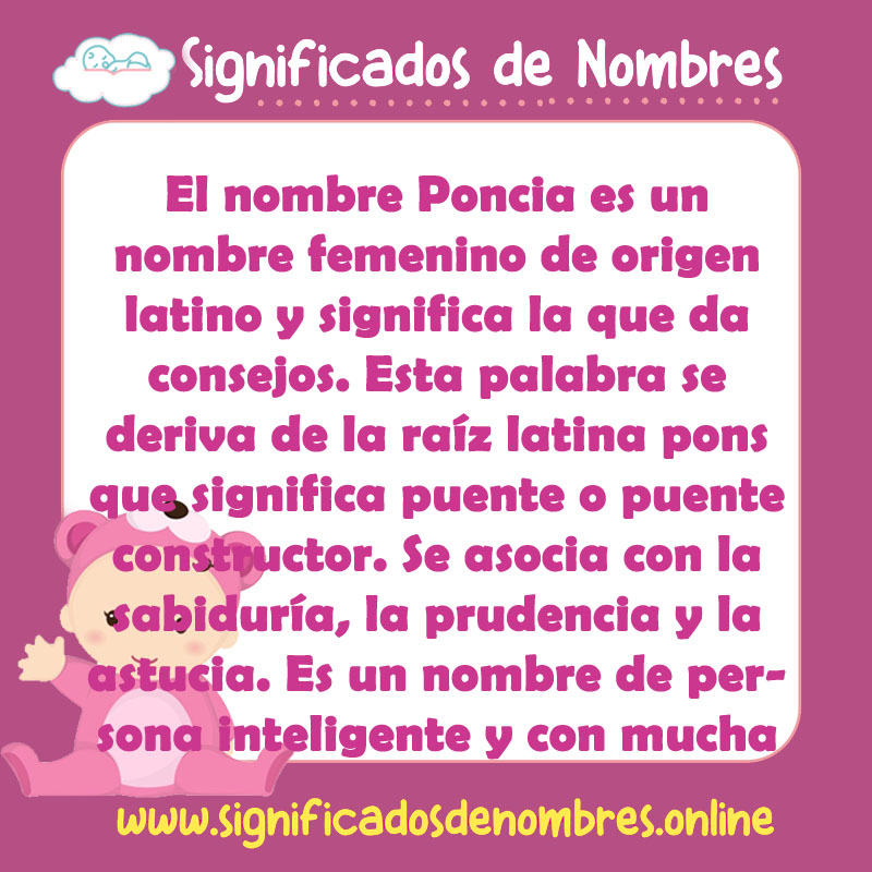 Significado y origen del nombre Poncia