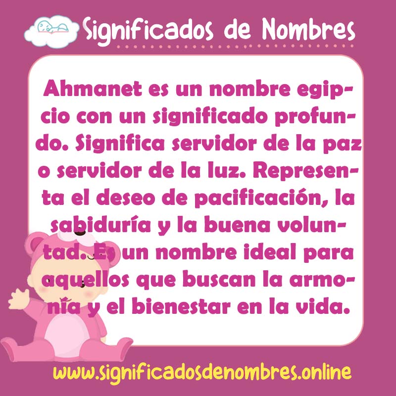 Significado y origen del nombre Ahmanet