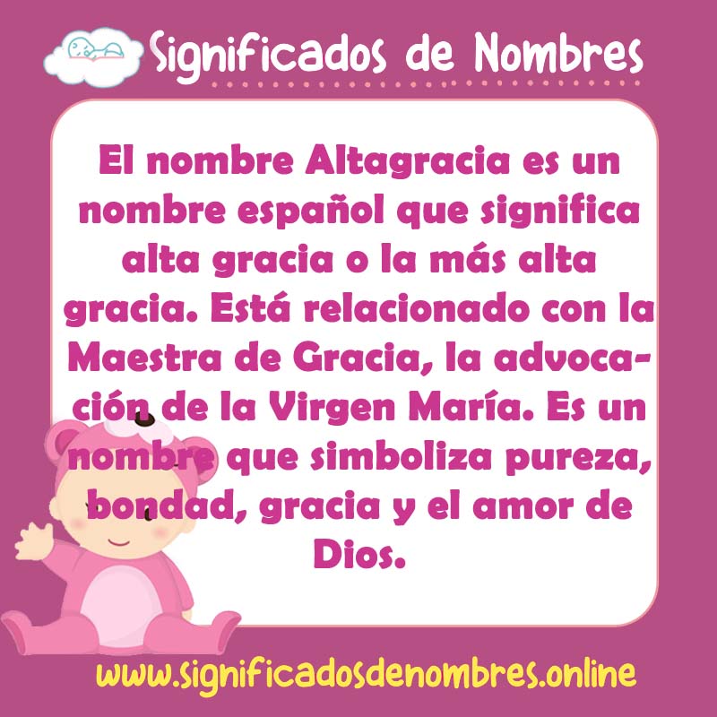 Significado y origen del nombre Altagracia
