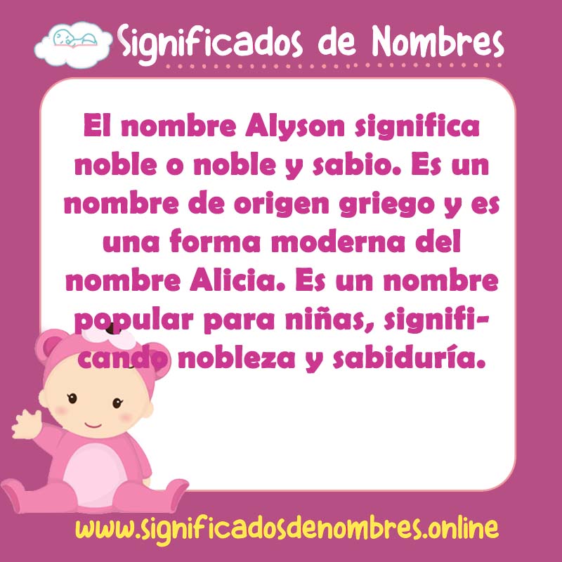 Significado y origen del nombre Alyson