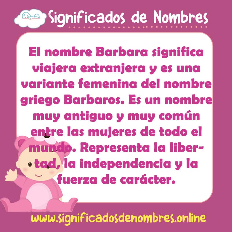 Significado y origen del nombre Barbara
