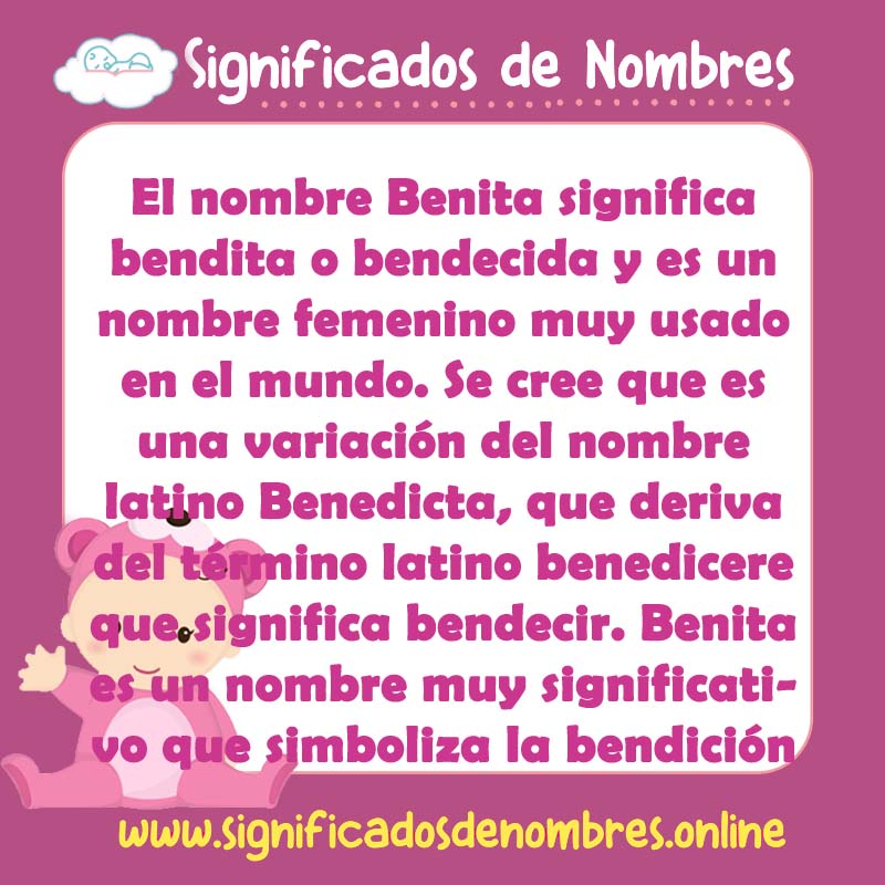 Significado y origen del nombre Benita