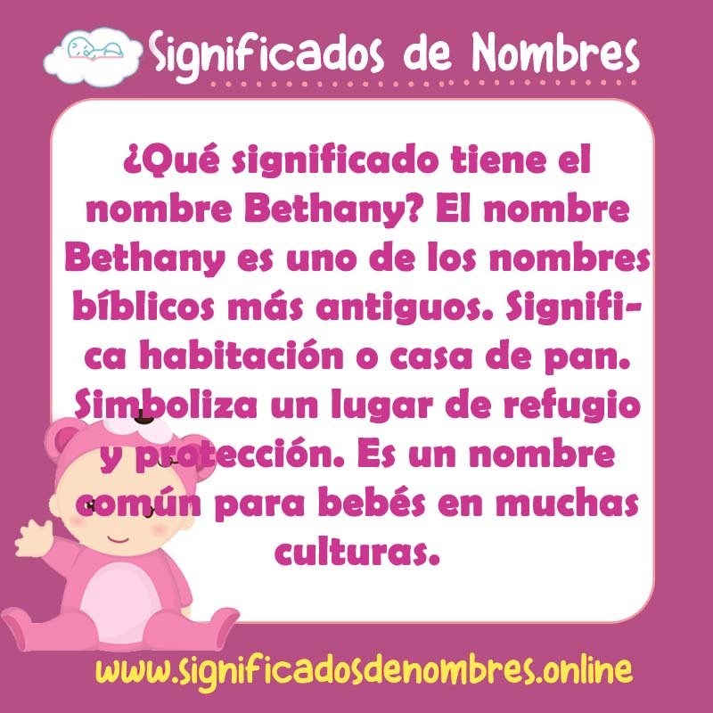 Significado y origen del nombre Bethany