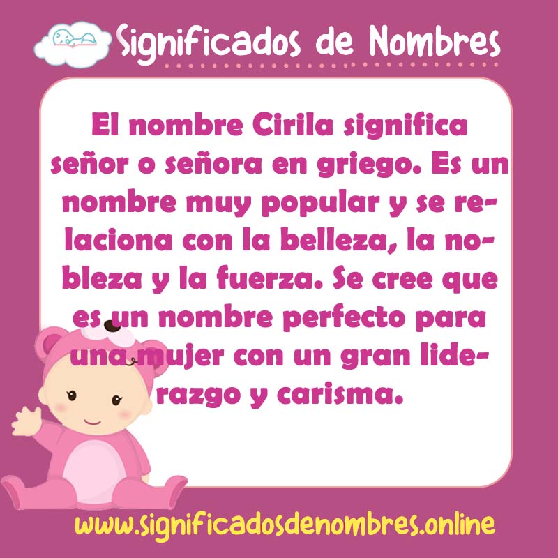 Significado y origen del nombre Cirila