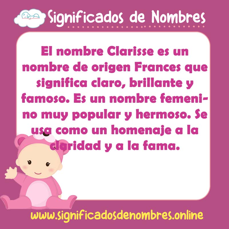 Significado y origen del nombre Clarisse