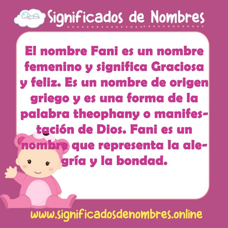 Significado y origen del nombre Fani