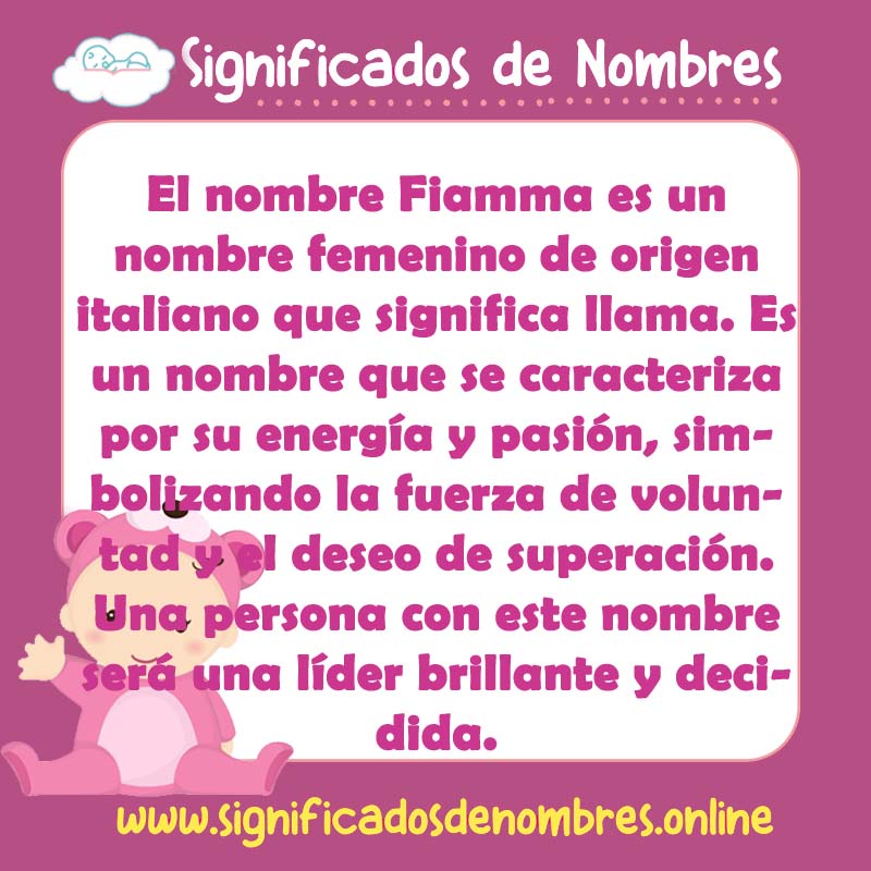 Significado y origen del nombre Fiamma