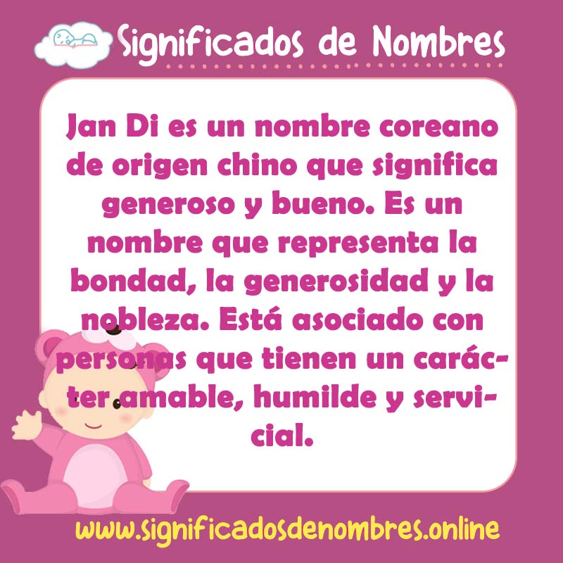 Significado y origen del nombre Jan Di