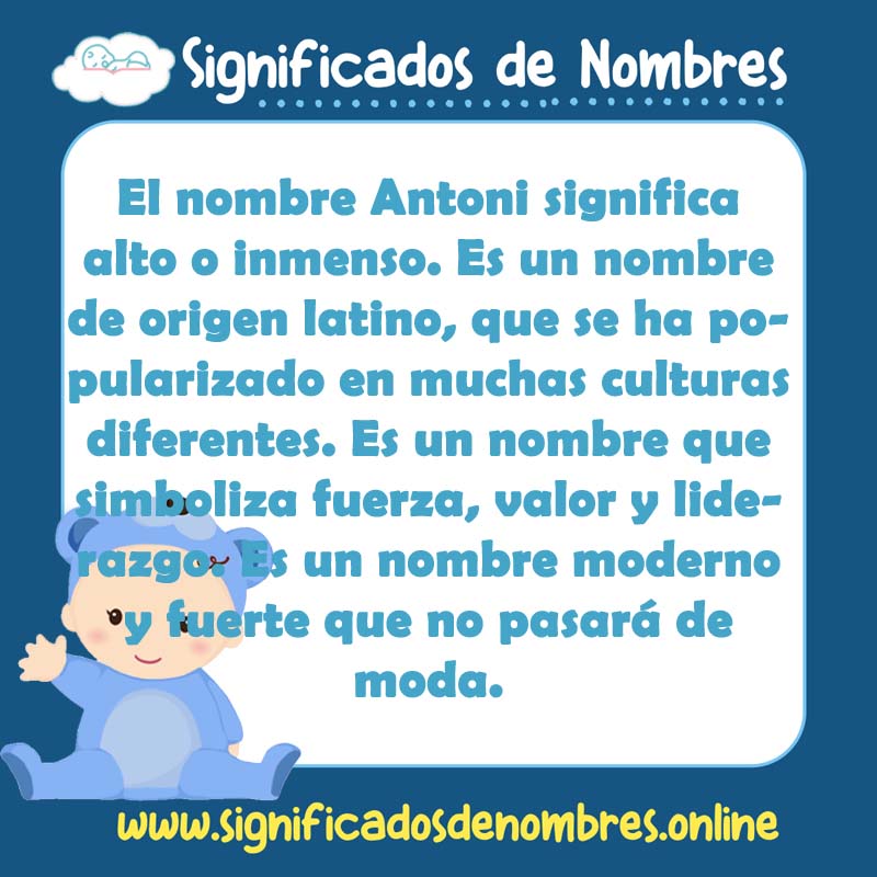 Significado y origen del nombre Antoni