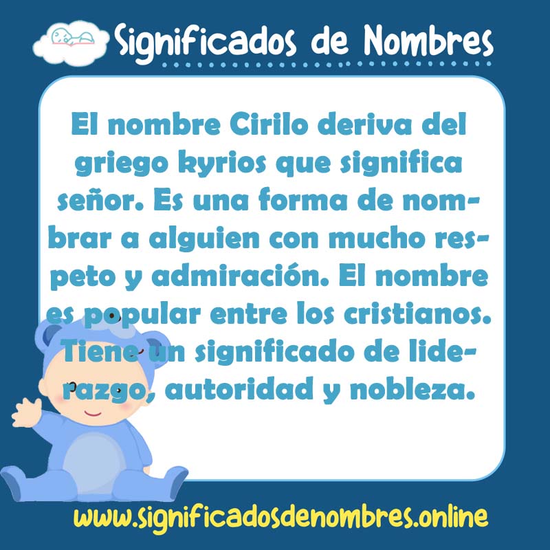 Significado y origen del nombre Cirilo