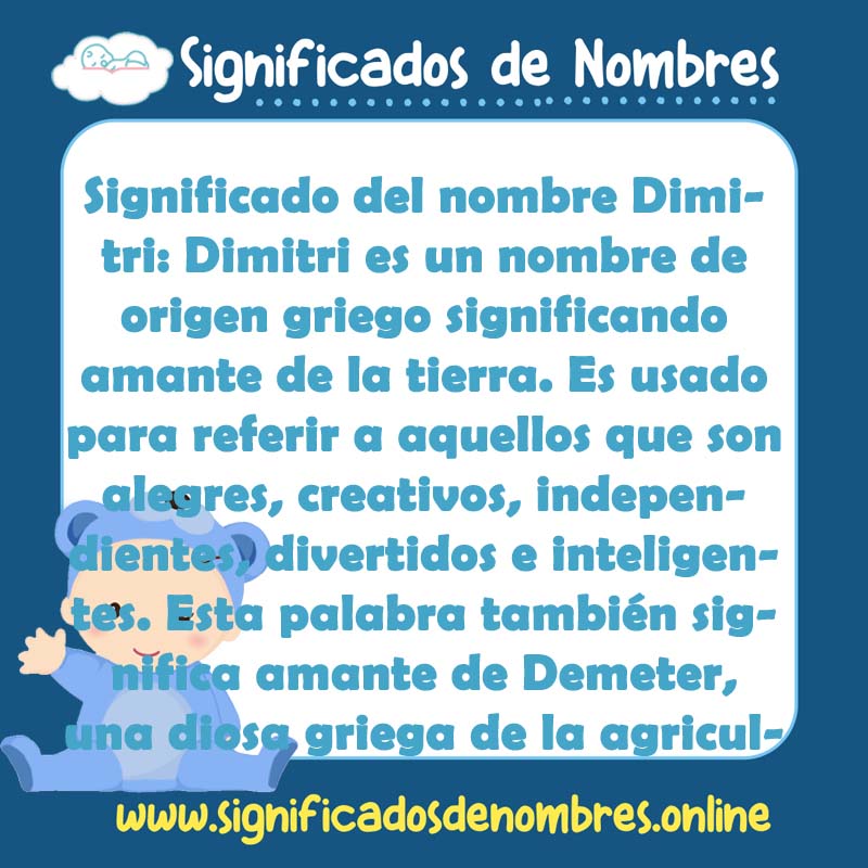Significado y origen del nombre Dimitri