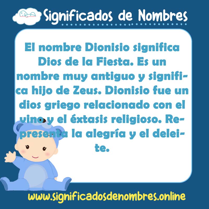 Significado y origen del nombre Dionisio