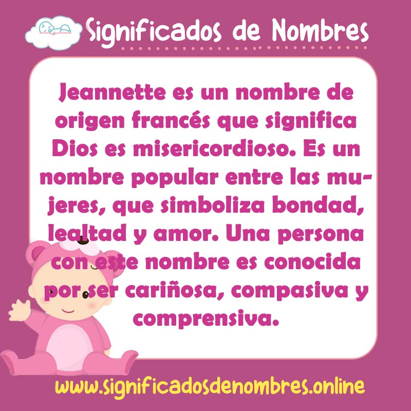 Significado y origen del nombre Jeannette