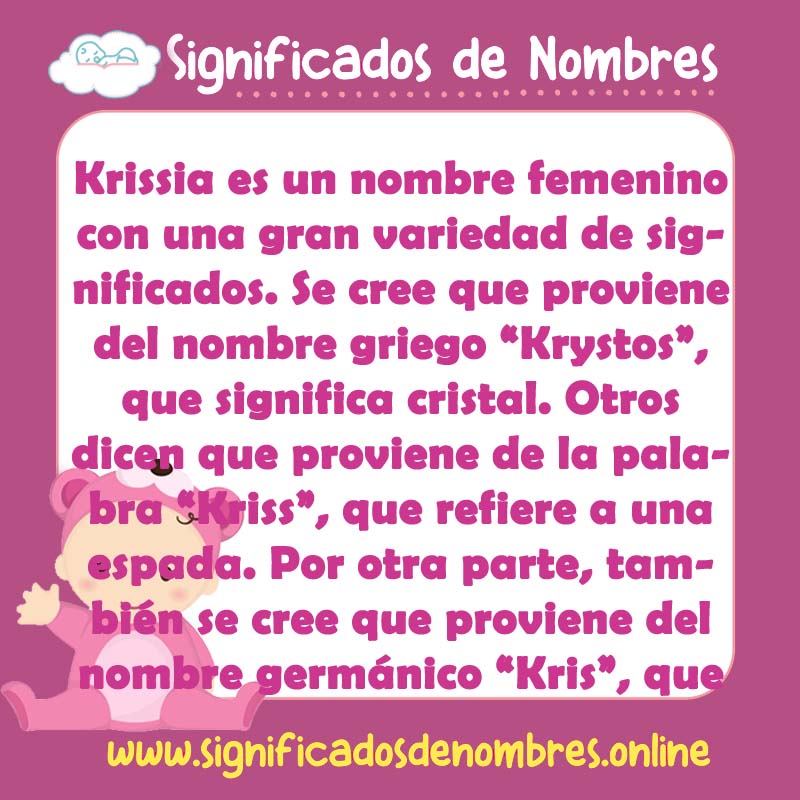 Significado y origen del nombre Krissia