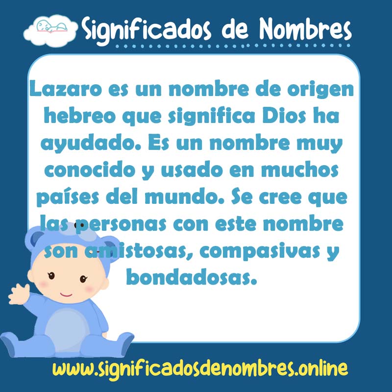 Significado y origen del nombre Lazaro
