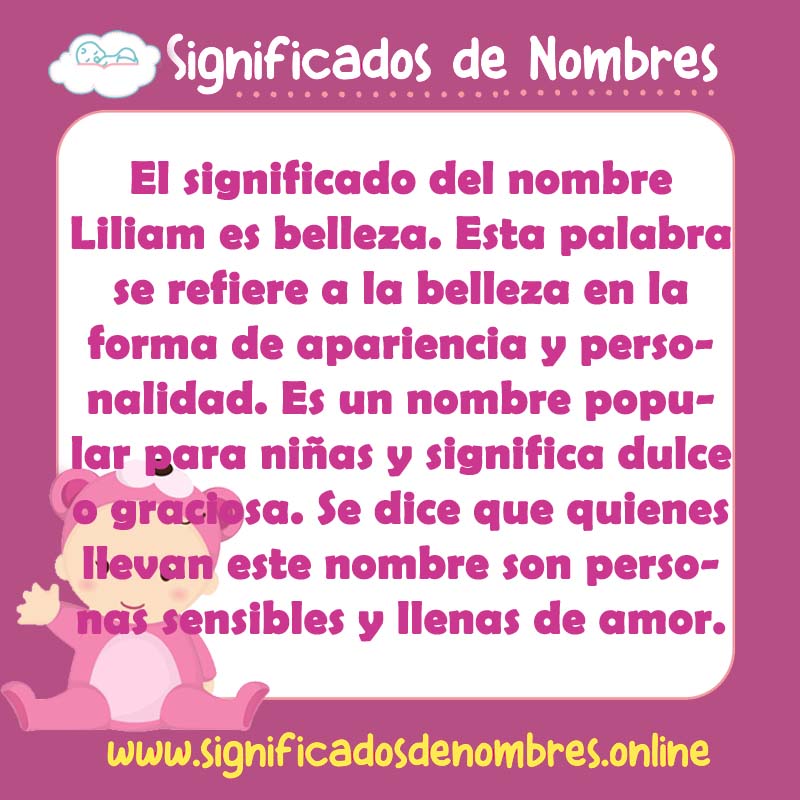 Significado y origen del nombre Liliam