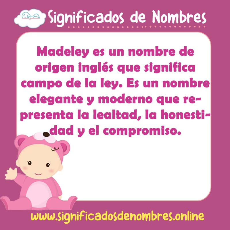 Significado y origen del nombre Madeley