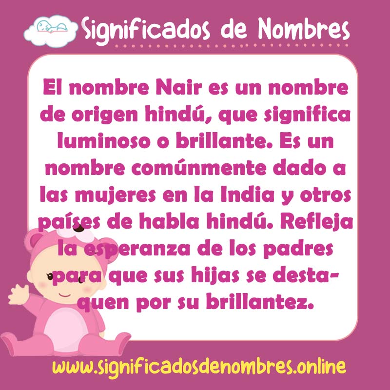 Significado y origen del nombre Nair