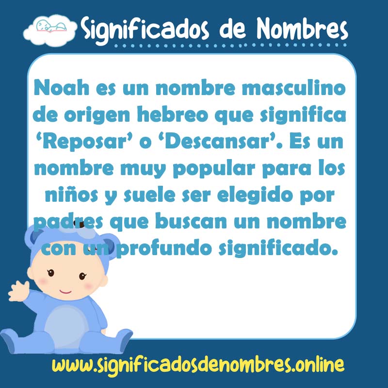 Significado y origen del nombre Noah Masculino