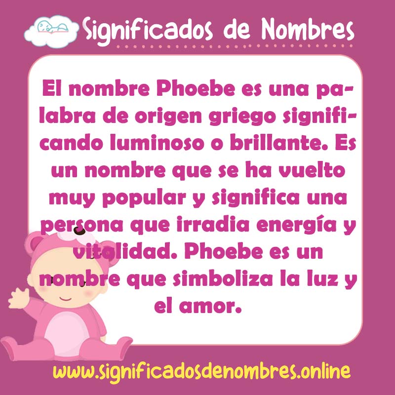 Significado y origen del nombre Phoebe