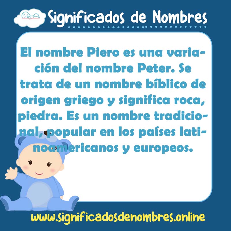 Significado y origen del nombre Piero