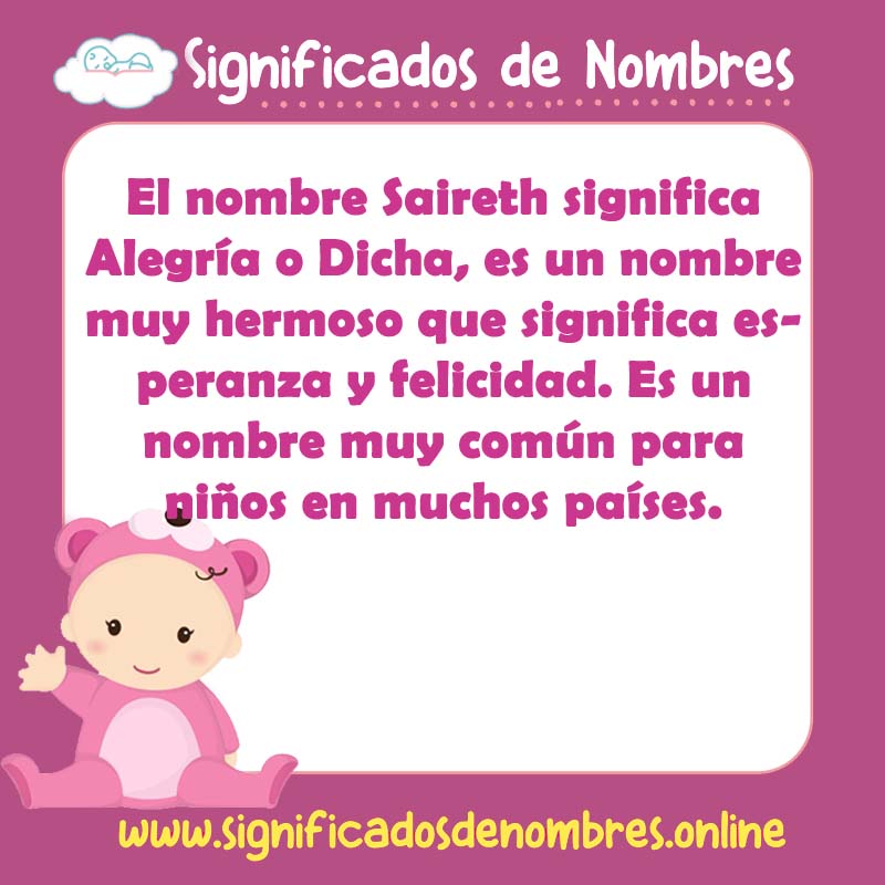 Significado y origen del nombre Saireth