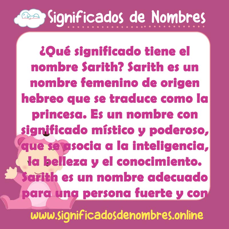 Significado y origen del nombre Sarith