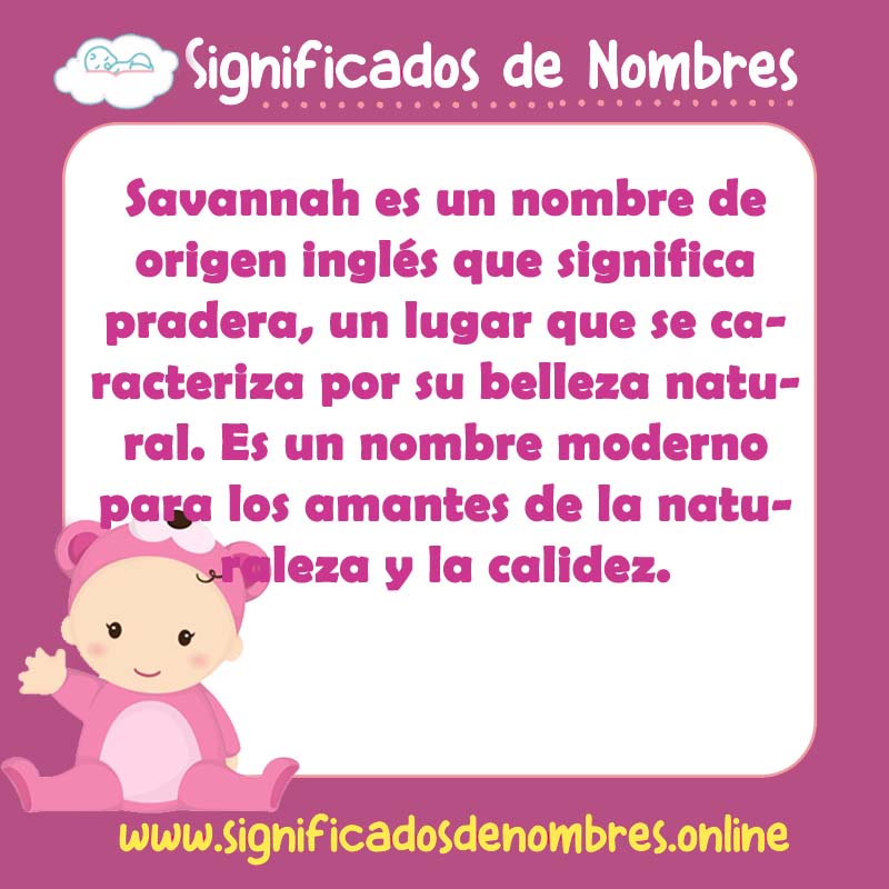 Significado y origen del nombre Savannah