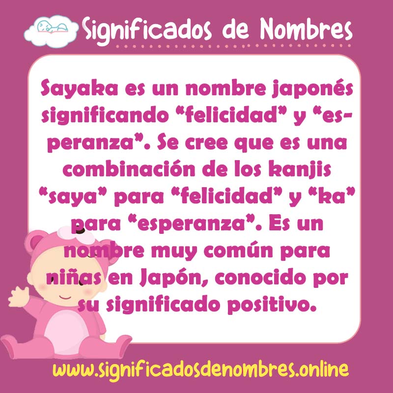Significado y origen del nombre Sayaka