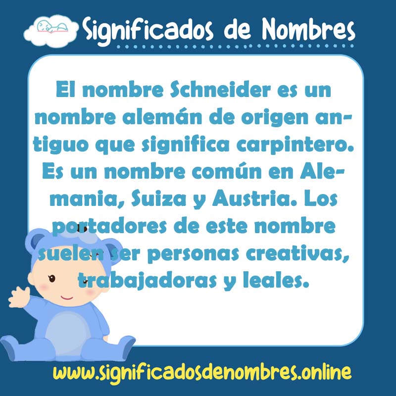 Significado y origen del nombre Schneider