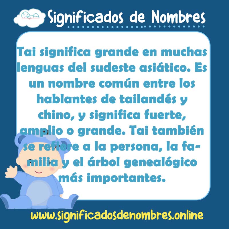 Significado y origen del nombre Tai