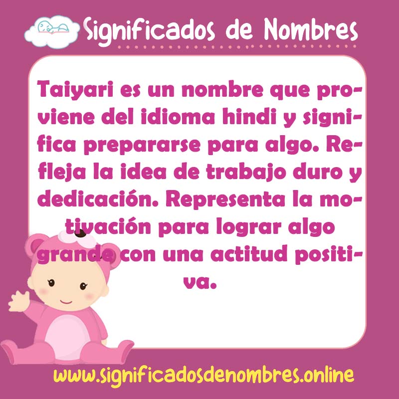 Significado y origen del nombre Taiyari