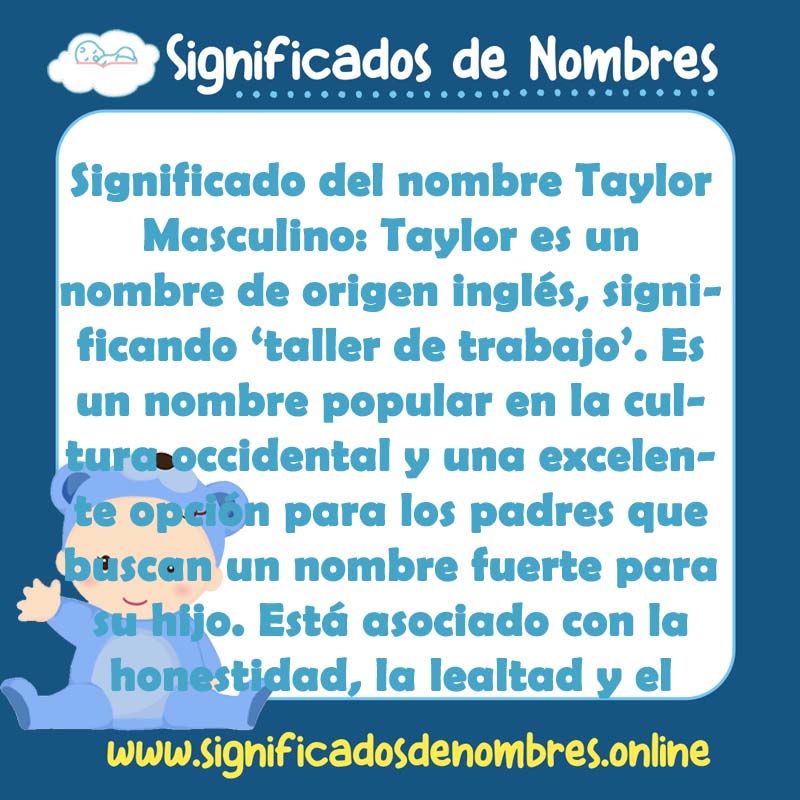 Significado y origen del nombre Taylor Masculino