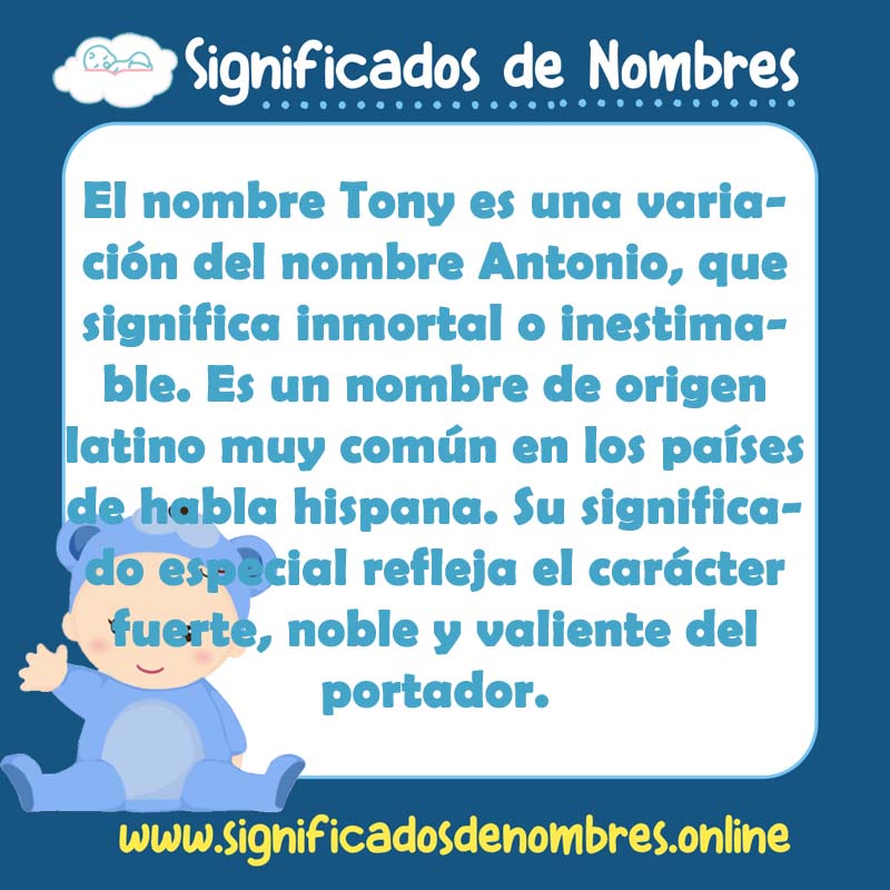 Significado y origen del nombre Tony
