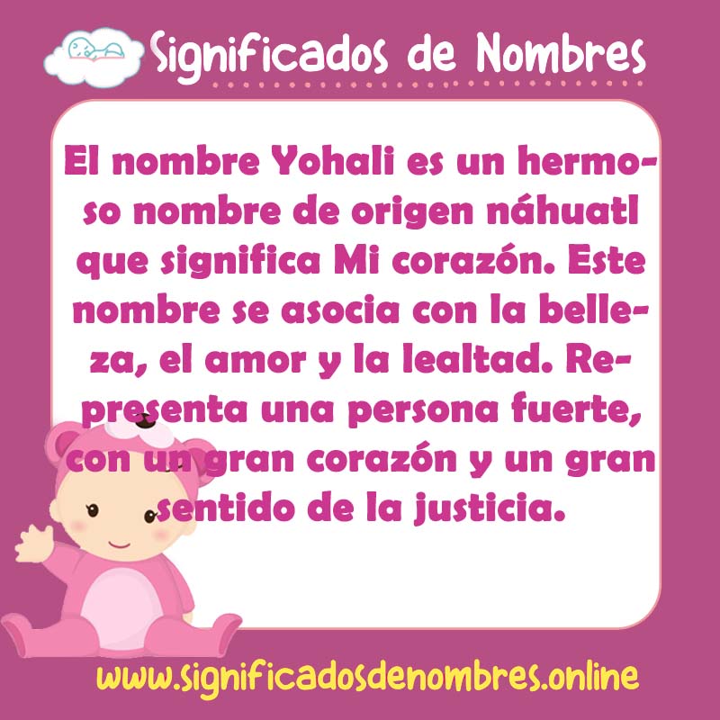 Significado y origen del nombre Yohali