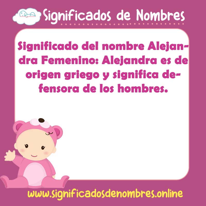 Significado y origen del nombre Alejandra Femenino