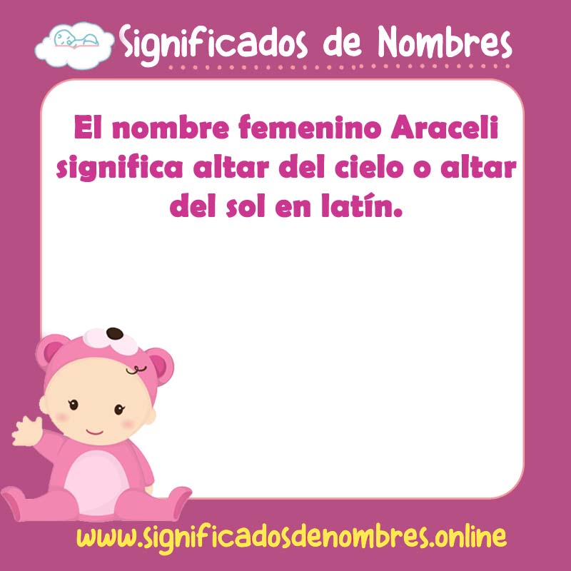 Significado y origen del nombre Araceli Femenino